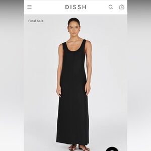 NWT Dissh Monica Black Scoop Linen Maxi Dress sz SMALL